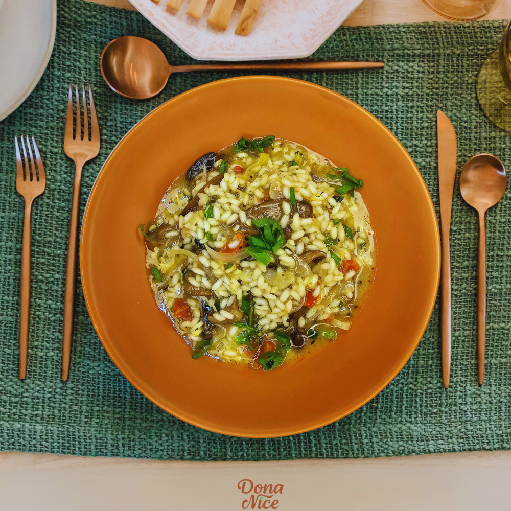 risoto de cogumelso e legumes veg